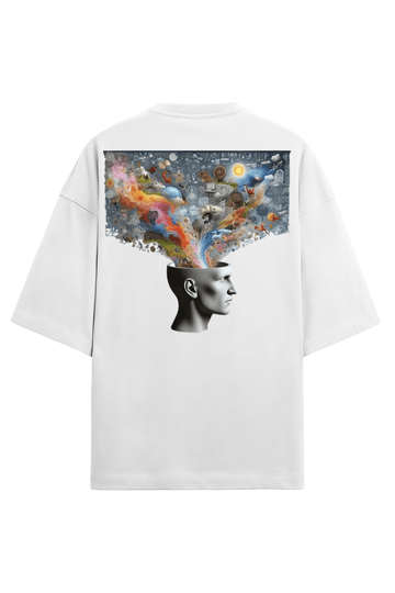 Oversized T-Shirt (240 gsm, 100% Cotton, White Colour) Power of Mind Printed Edition - Clothikoo