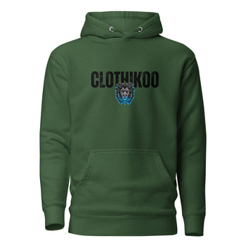 Clothikoo Premium Lion Printed Edition Hoodie (400 GSM, Bottle Green Colour)