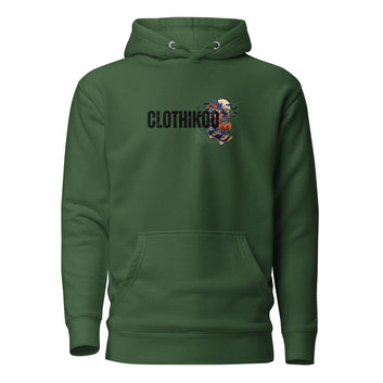 Clothikoo Premium Wolf Printed Edition Hoodie (400 GSM, Bottle Green Colour)