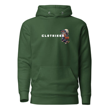 Clothikoo Premium Wolf Printed Edition Hoodie (400 GSM, Bottle Green Colour)