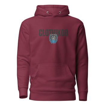 Clothikoo Premium Lion Printed Edition Hoodie (400 GSM, Maroon Colour)