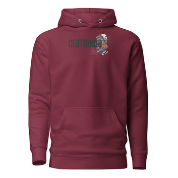 Clothikoo Premium Wolf Printed Edition Hoodie (400 GSM, Maroon Colour)