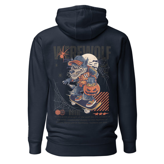 Clothikoo Premium Wolf Printed Edition Hoodie (400 GSM, Navy Blue Colour)