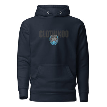 Clothikoo Premium Lion Printed Edition Hoodie (400 GSM, Navy Blue Colour)